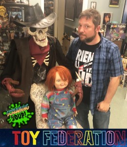 Screen Used Cult of Chucky doll and Deadwest with pathological photobomber